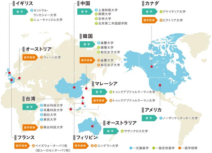海外の協定大学一覧